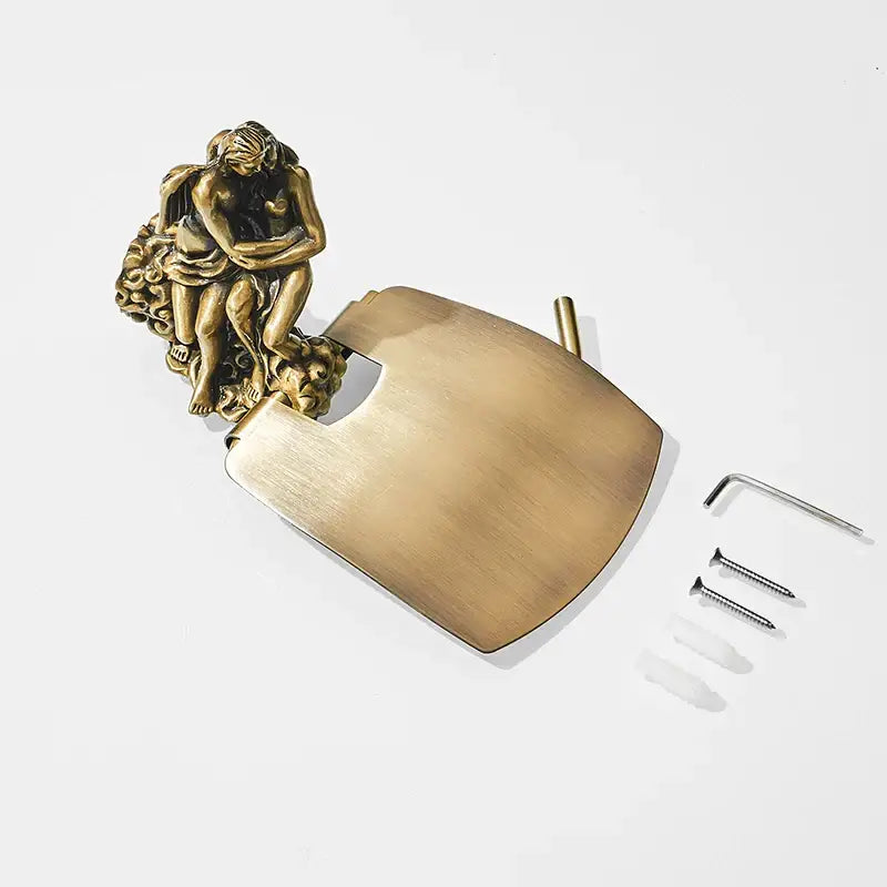 Ornate silver angel wall mounted toilet paper holder bathroom decor