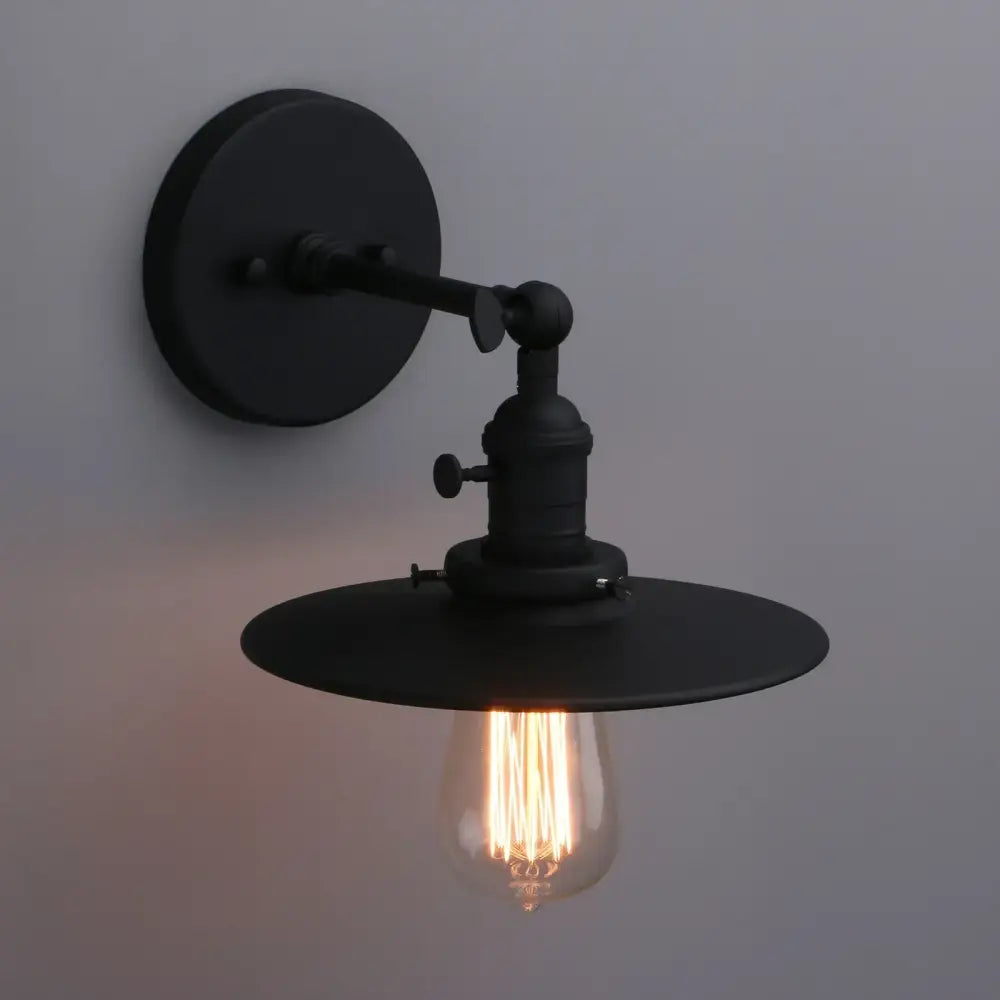 Industrial matte black wall sconce – bedroom antique finish light