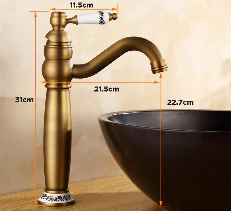 Antique brass finish single handle basin faucet for bathroom sink