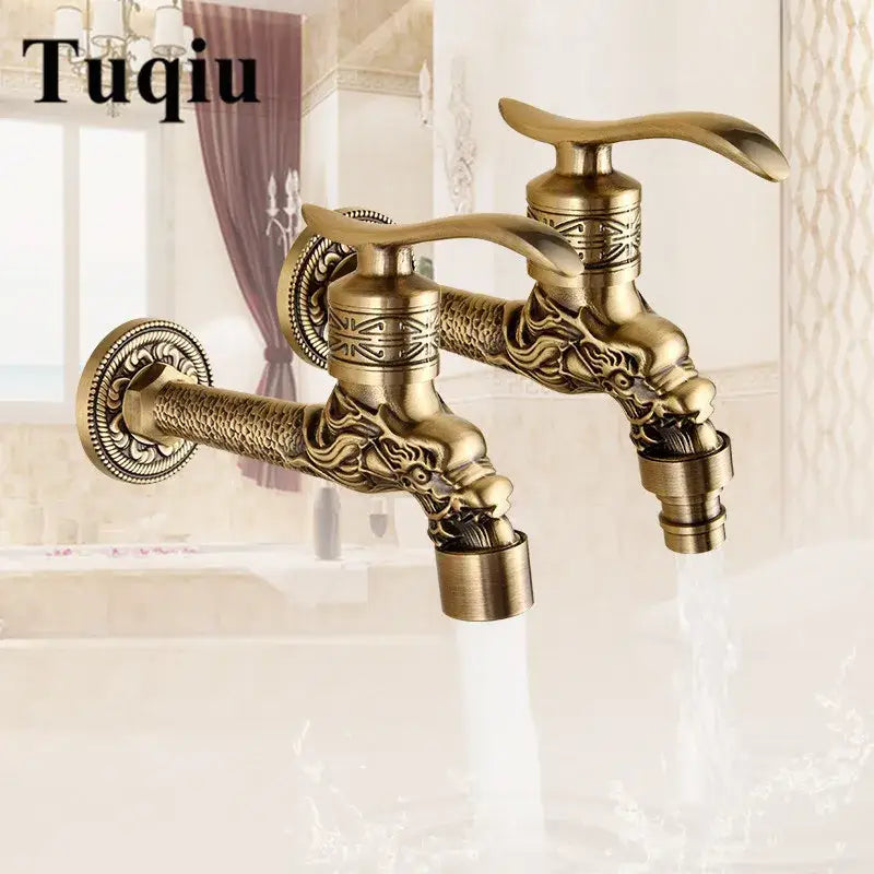 Antique dragon brass garden bibcocks tap garden washing faucet