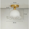 French antique white and gold glass ceiling light bedroom scalloped edge