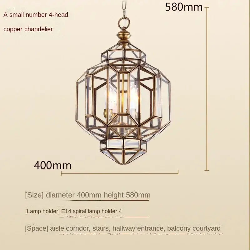 Geometric antique glass pendant light – dining room lantern