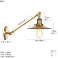 Industrial antique gold wall lamp bedroom conical sconce