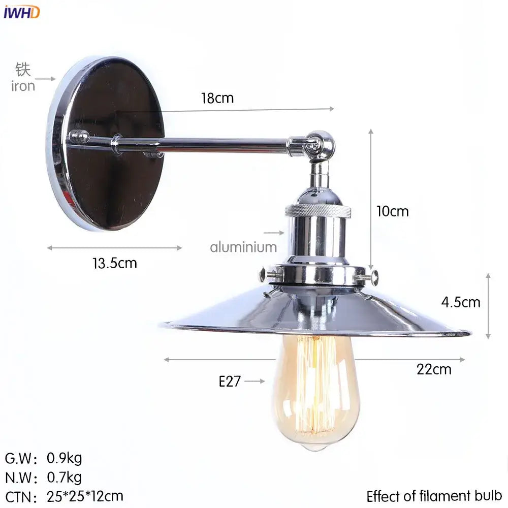 Industrial antique gold rustic wall lamps bathroom sconce light