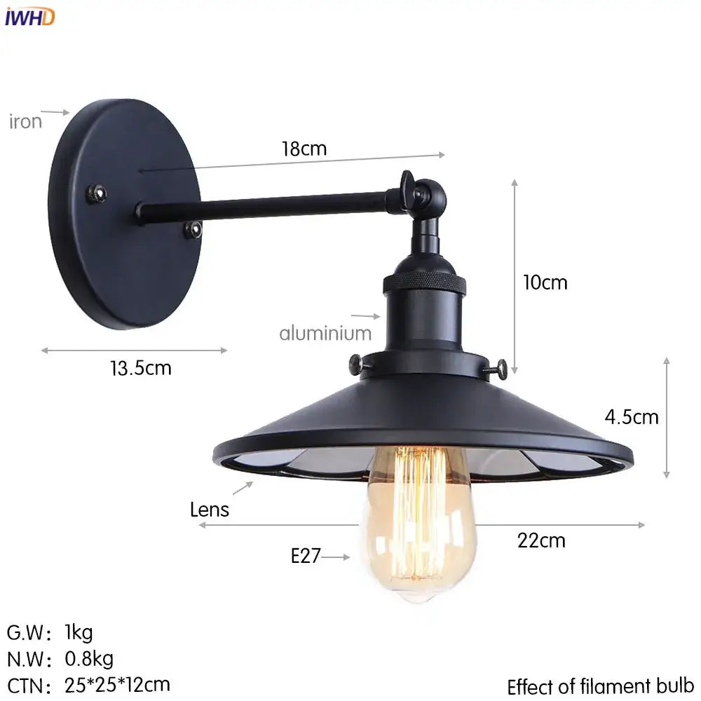Industrial antique gold rustic wall lamps bathroom sconce light