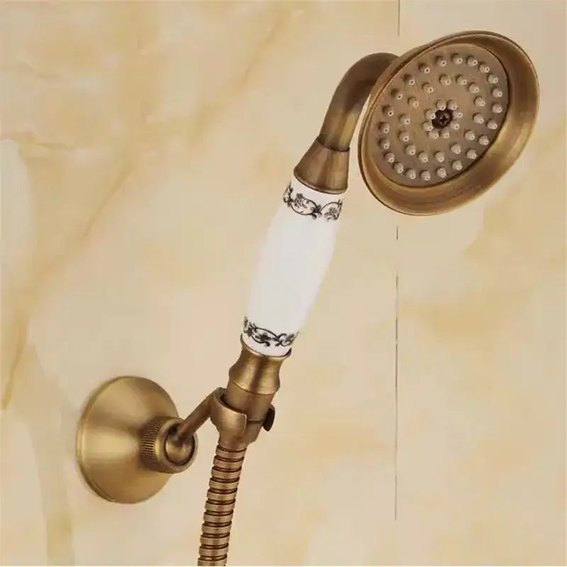 Antique brass & matte black antique handheld shower head bathroom set