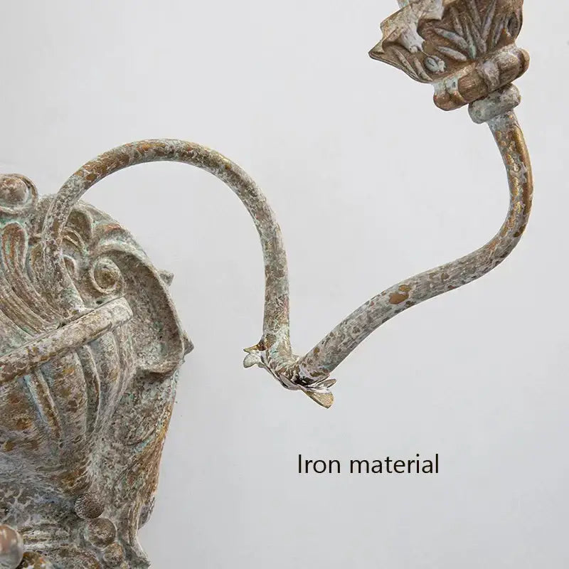 Antique iron double headed wall lamp bedroom retro sconce