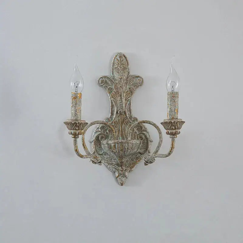 Antique iron double headed wall lamp bedroom retro sconce