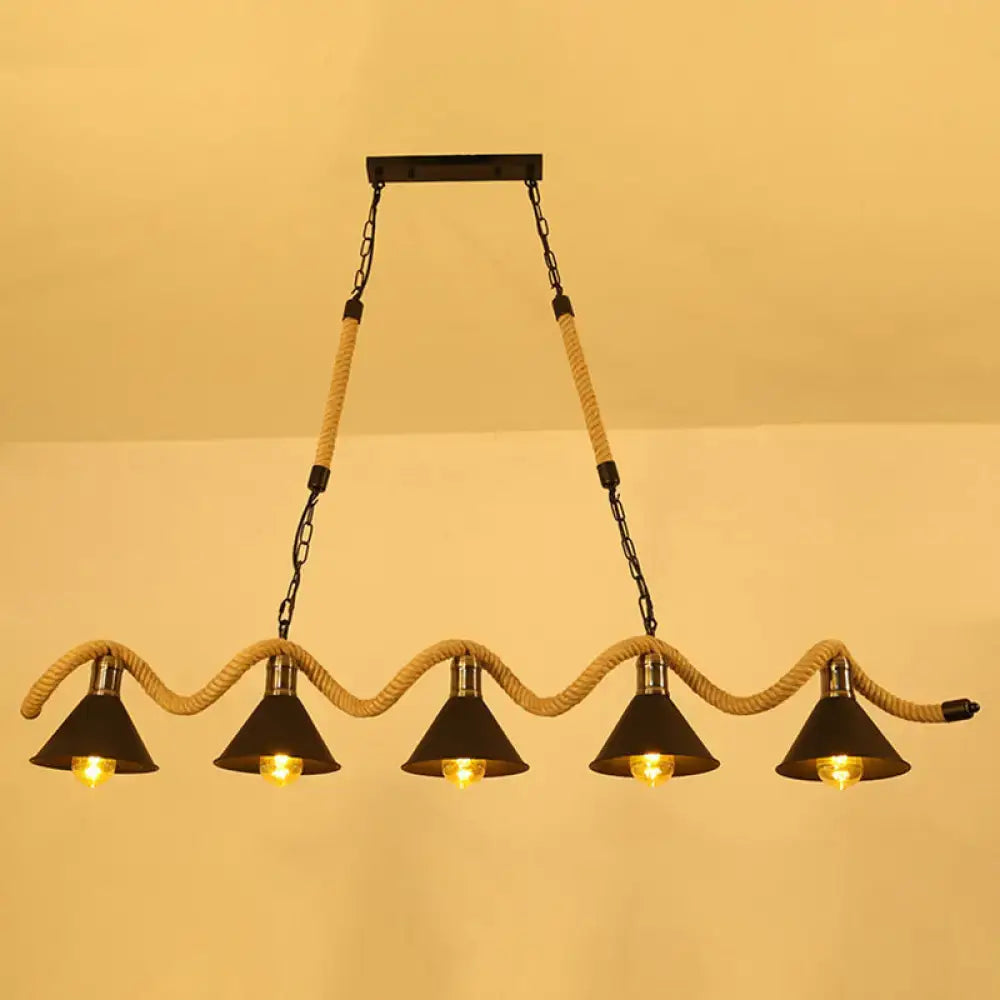Industrial industrial iron hanging island light kitchen black & beige