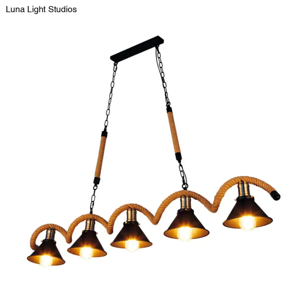 Industrial industrial iron hanging island light kitchen black & beige