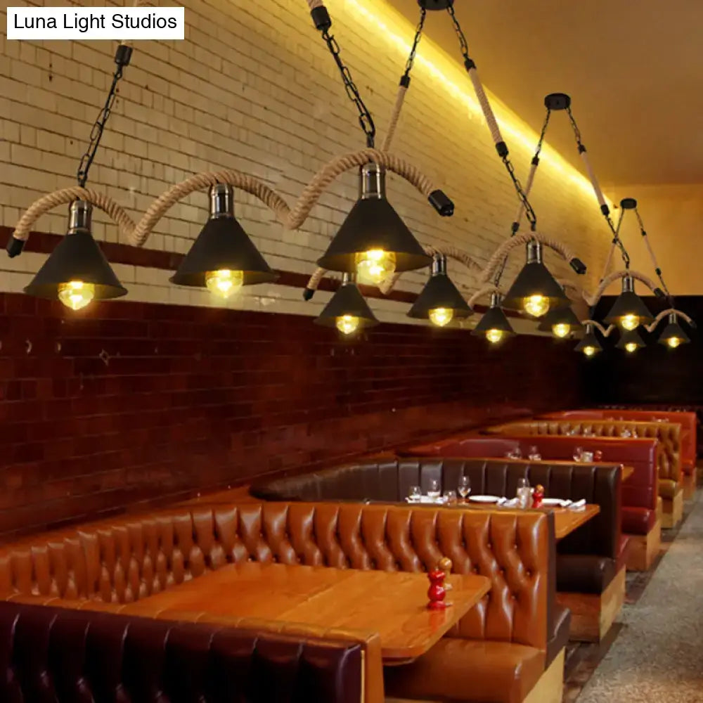 Industrial industrial iron hanging island light kitchen black & beige