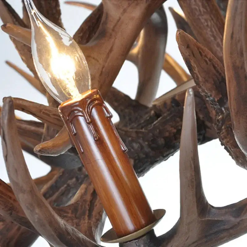 Antique resin antler chandelier golden brown dining room lighting