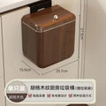 Antique style wood grain hanging kitchen trash can with metallic trim