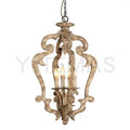 Antique wood chandelier distressed white dining room candle light