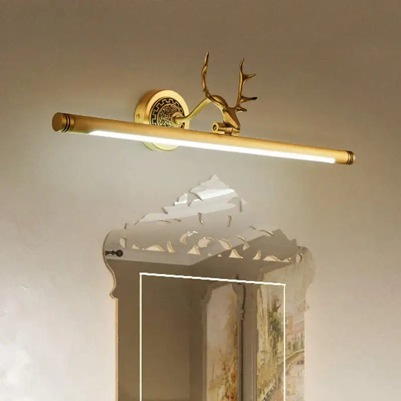 Antler gold led mirror light sconce bedroom wall fixture