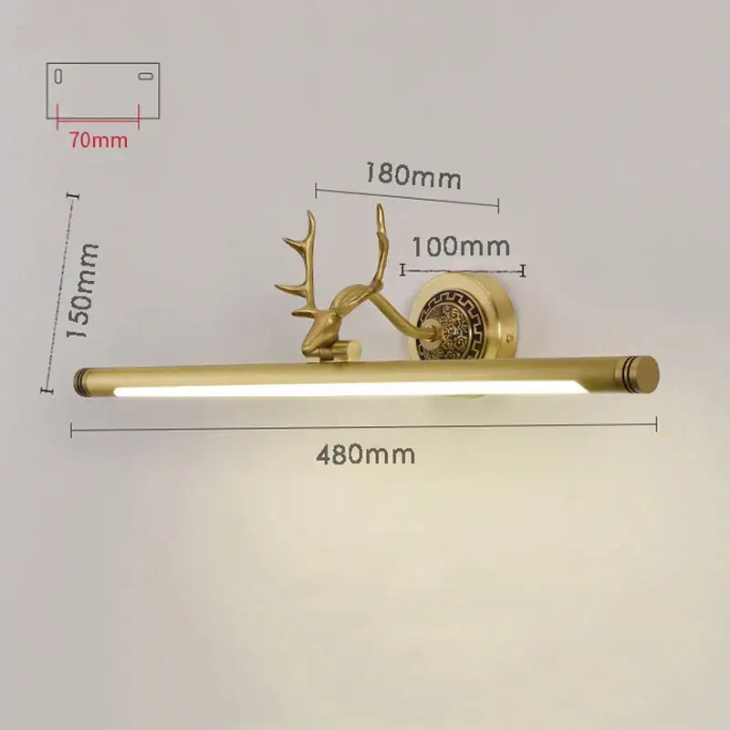 Antler gold led mirror light sconce bedroom wall fixture