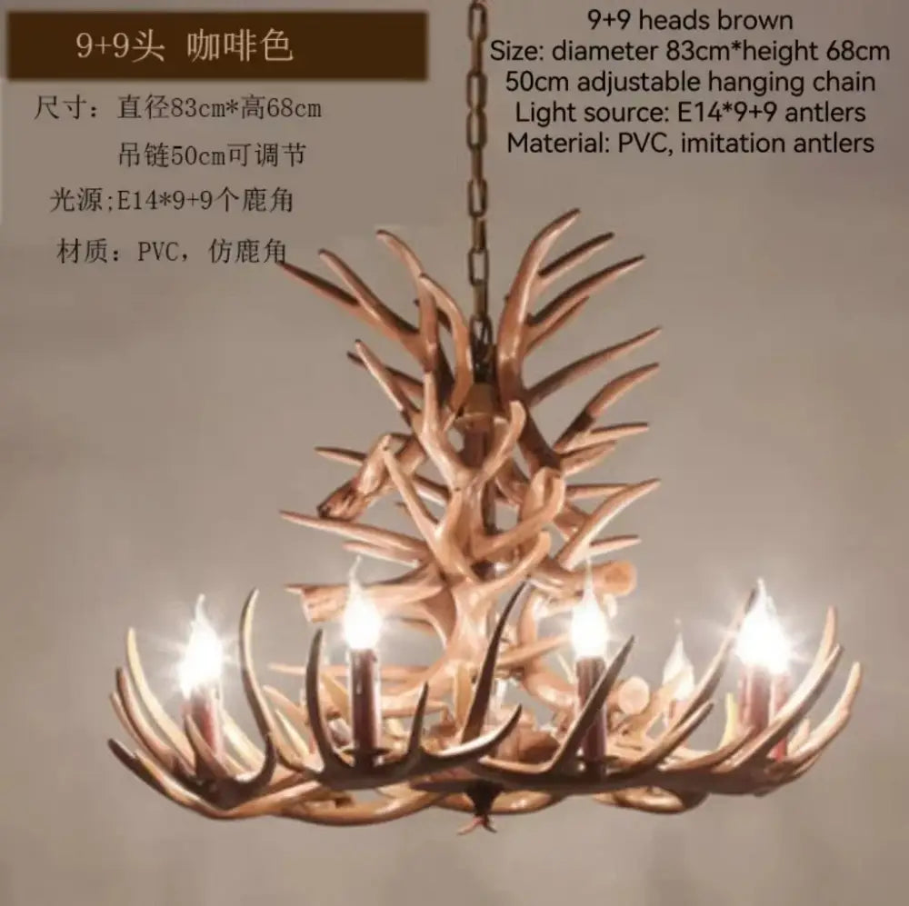Retro rustic bronze antler branch ceiling chandelier dining room lighting