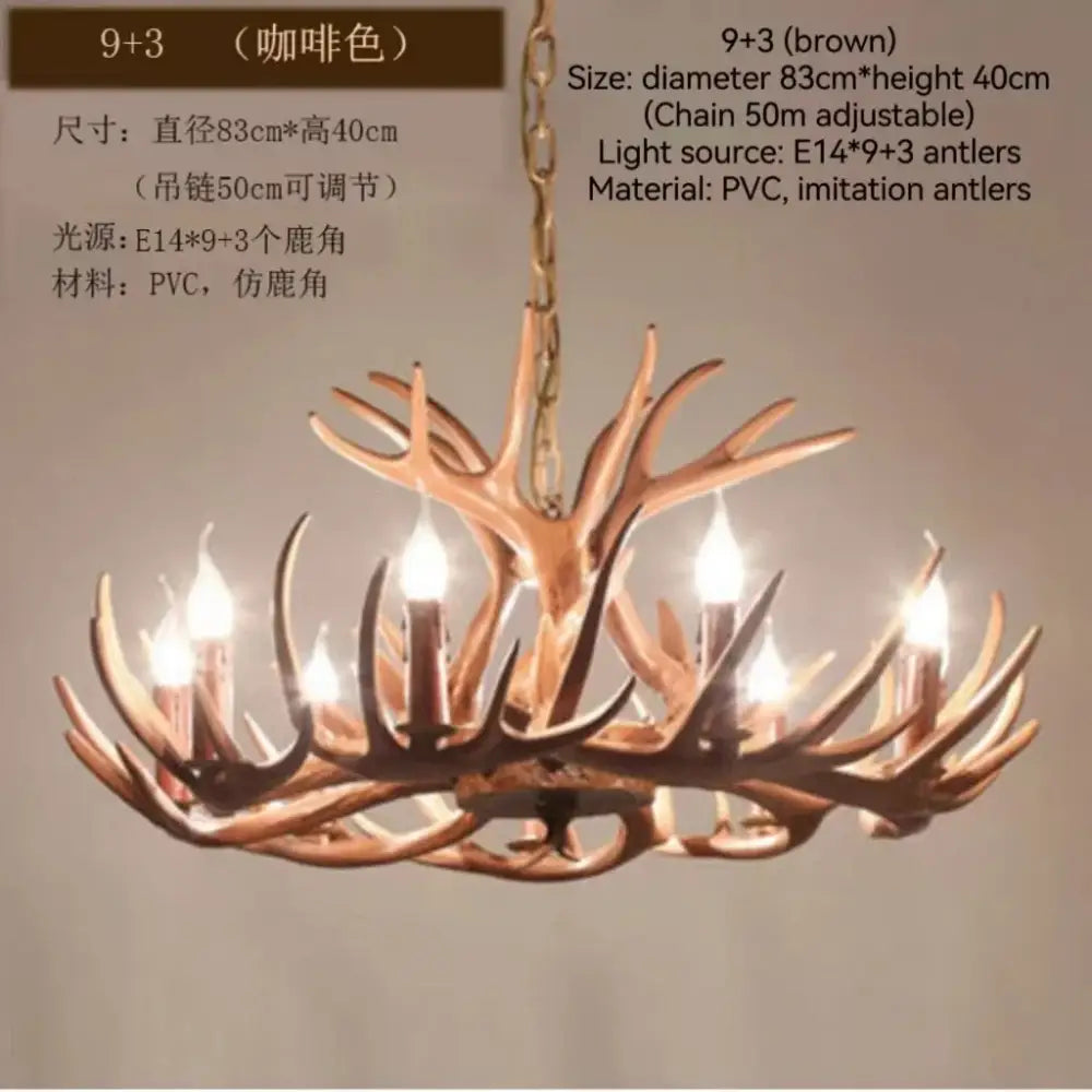 Retro rustic bronze antler branch ceiling chandelier dining room lighting