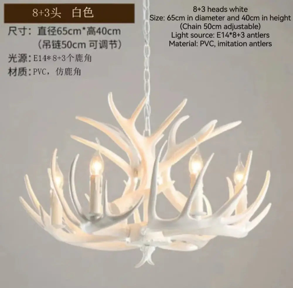 Rustic bronze antler branch ceiling chandelier dining room light