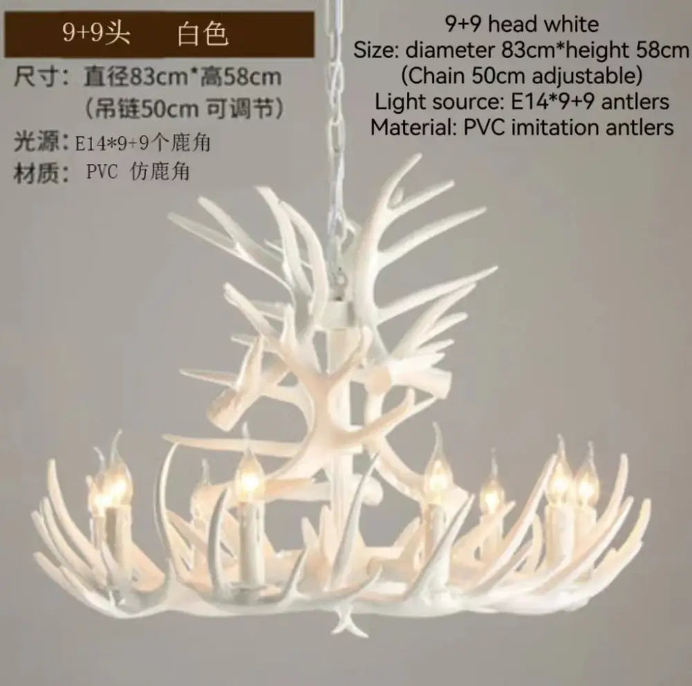 Rustic bronze antler branch ceiling chandelier dining room light