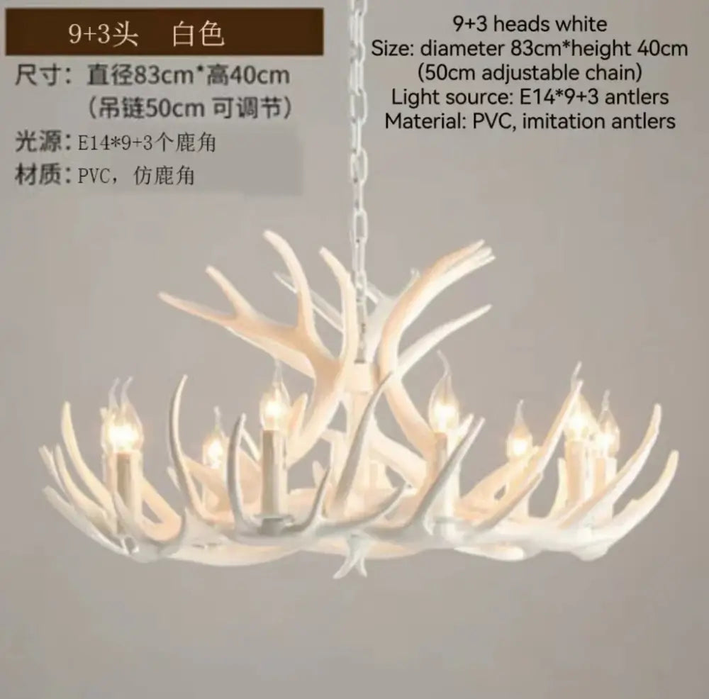 Rustic bronze antler branch ceiling chandelier dining room light