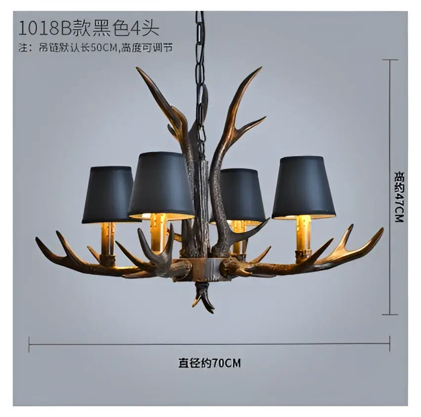 Decorbites antler chandelier bronze & black light for dining room