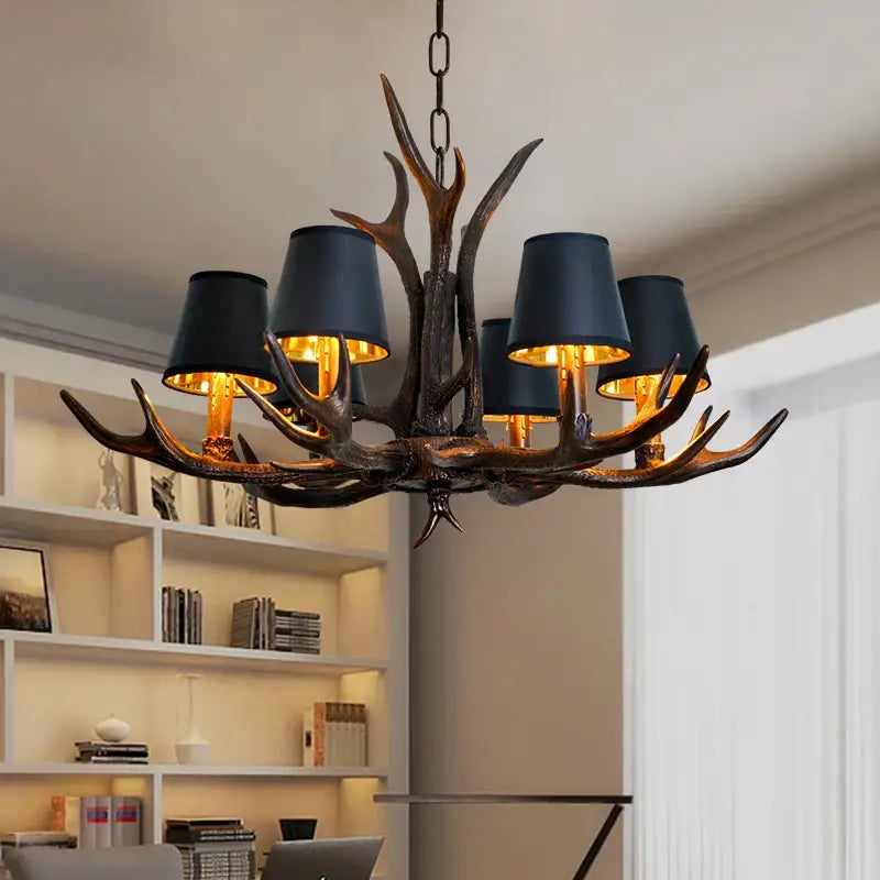 Decorbites antler chandelier bronze & black light for dining room