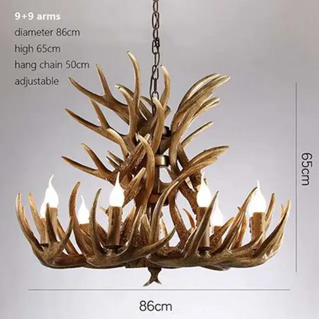 Golden tiered antler chandelier dining room candle pendant light