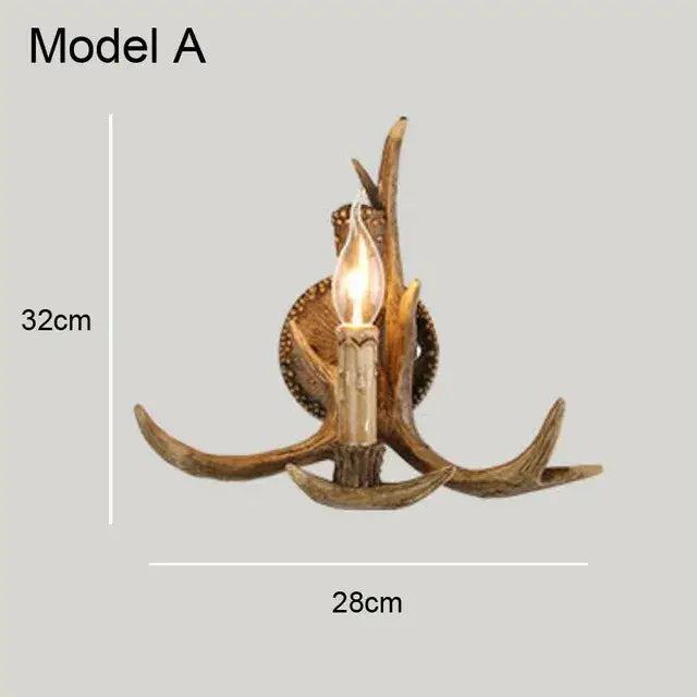 Golden tiered antler chandelier dining room candle pendant light