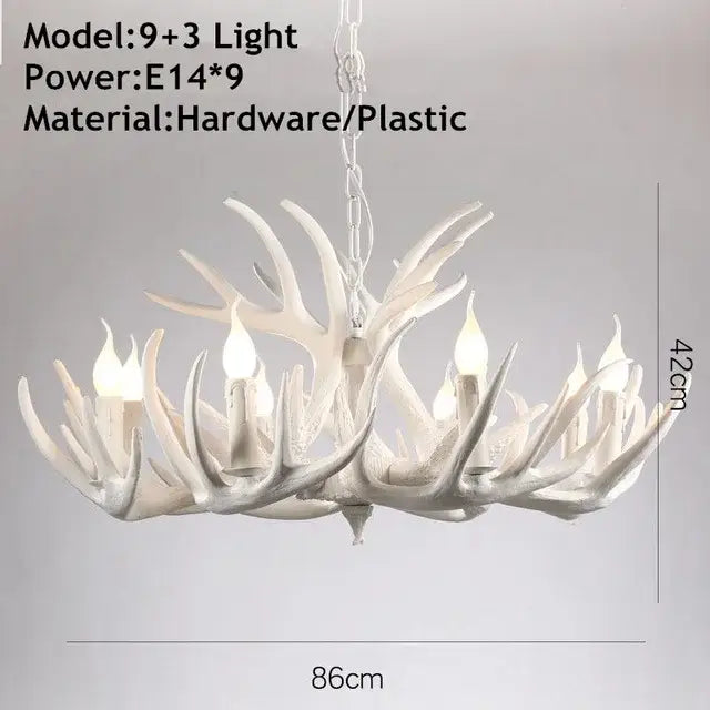 Golden tiered antler chandelier dining room candle pendant light