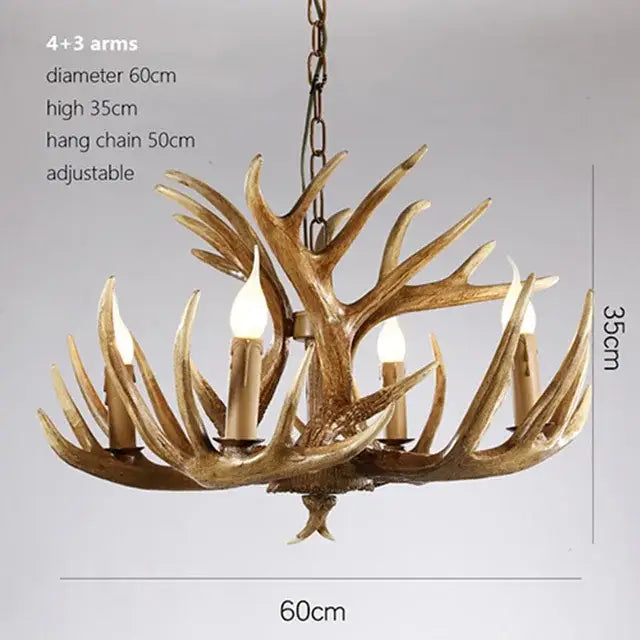 Golden tiered antler chandelier dining room candle pendant light