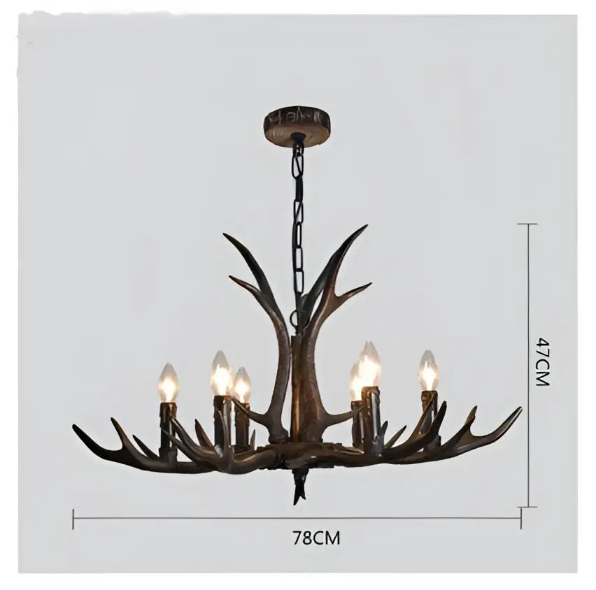 Decorbites antler chandelier with black shades living room light