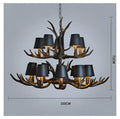 Decorbites antler chandelier with black shades living room light