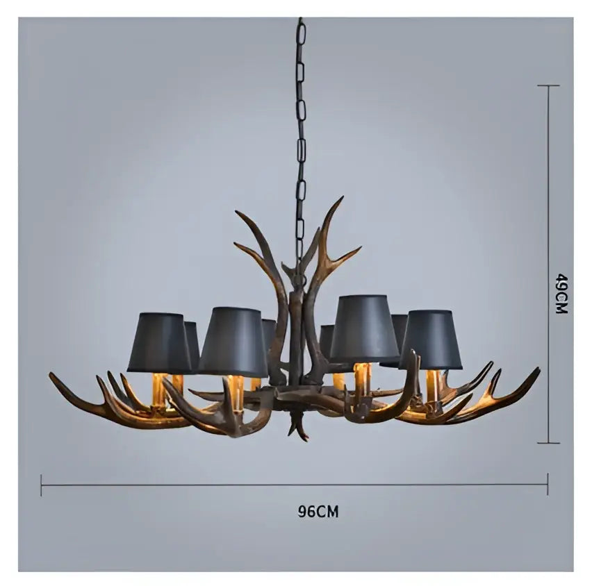 Decorbites antler chandelier with black shades living room light