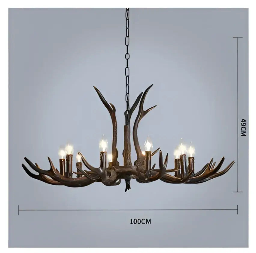 Decorbites antler chandelier with black shades living room light