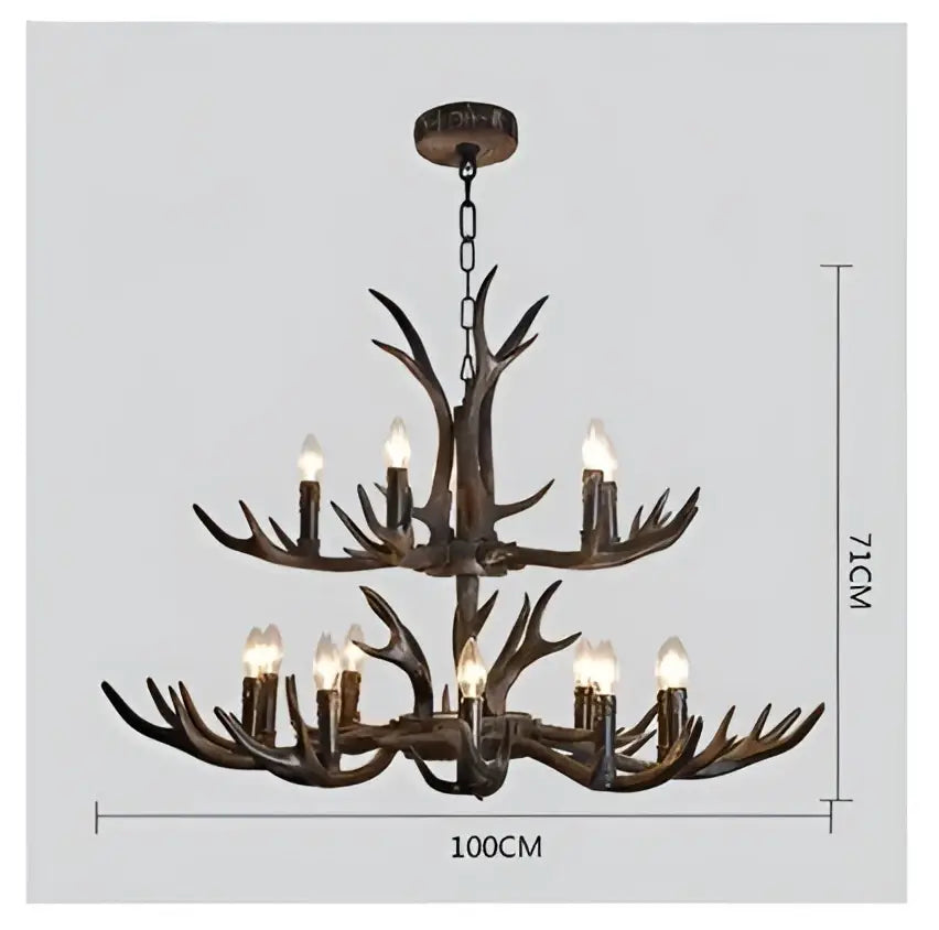 Decorbites antler chandelier with black shades living room light
