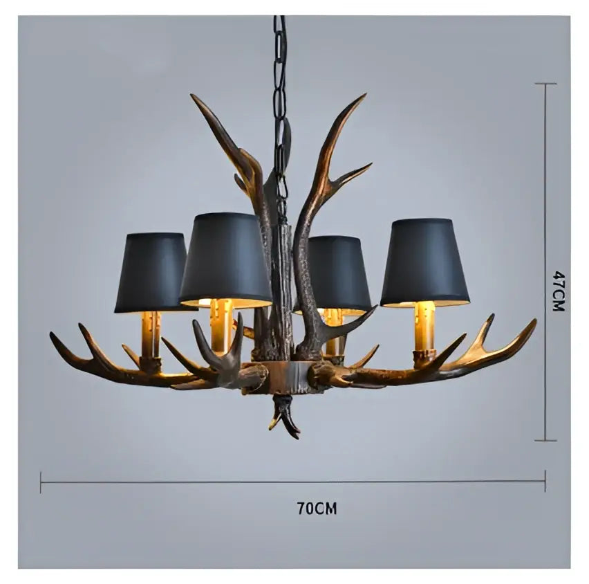 Decorbites antler chandelier with black shades living room light