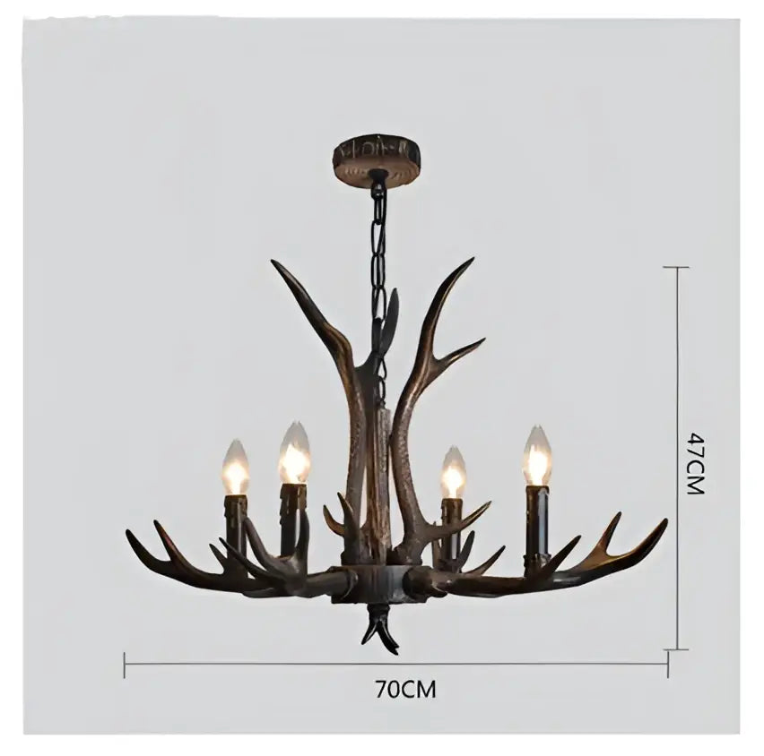 Decorbites antler chandelier with black shades living room light