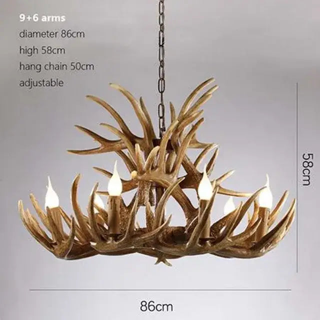 Golden brown antler pendant chandelier dining room lighting
