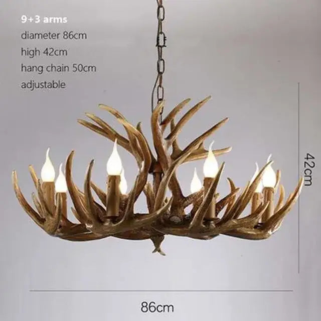 Golden brown antler pendant chandelier dining room lighting