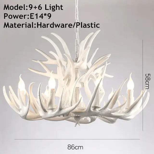 Golden brown antler pendant chandelier dining room lighting
