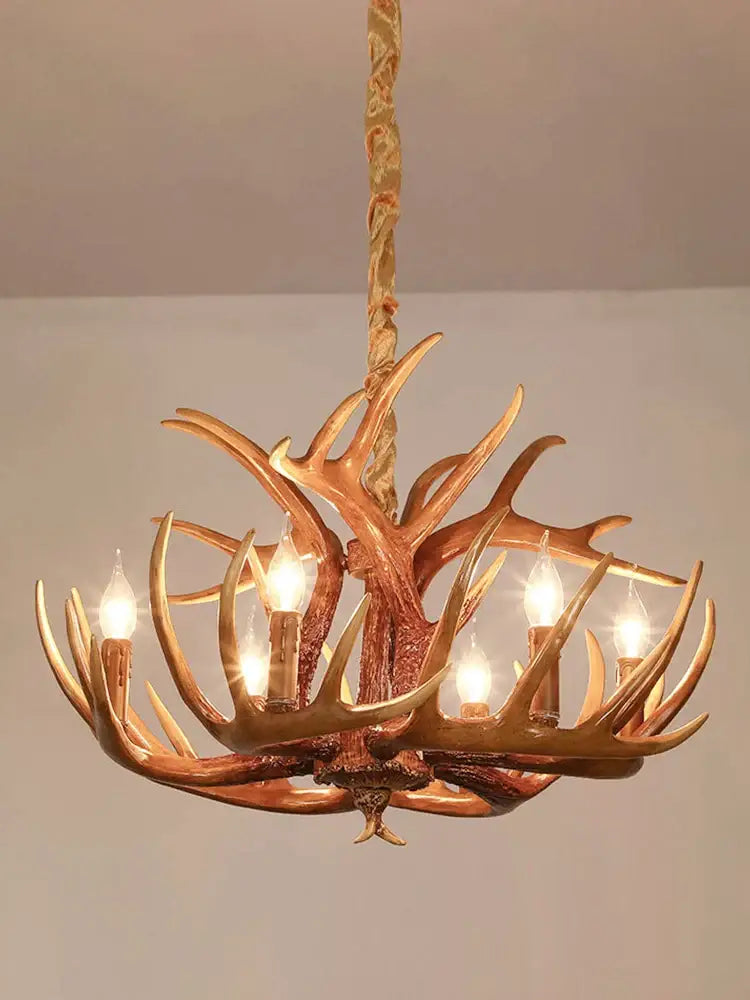 Decorbites antler pendant chandelier golden 6 light living room lamp