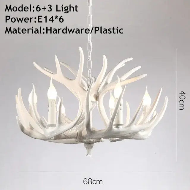 Decorbites antler pendant chandelier golden 6 light living room lamp