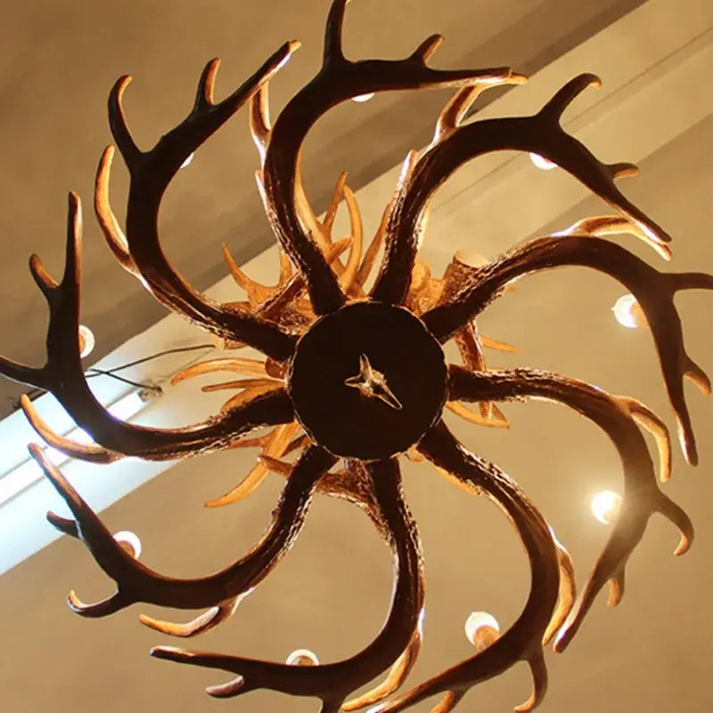 Decorbites antler pendant chandelier golden 6 light living room lamp