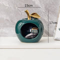 Teal & gold apple hollow candy jar dining room decor