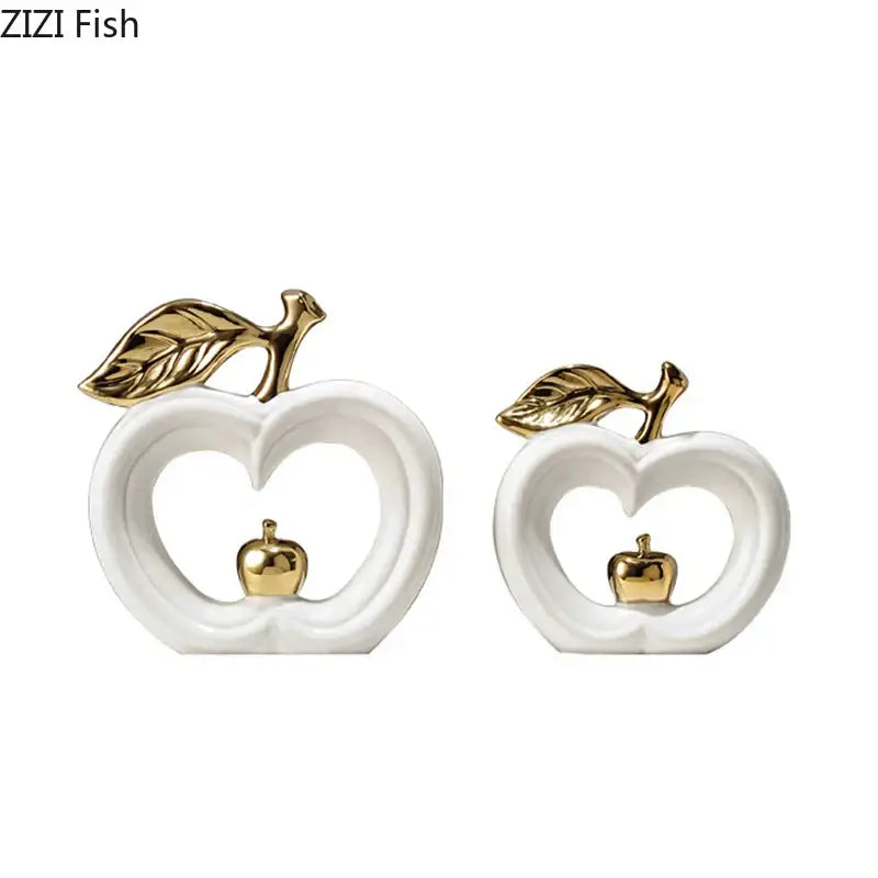 Minimalist white and gold apple sculpture bedroom desk decor