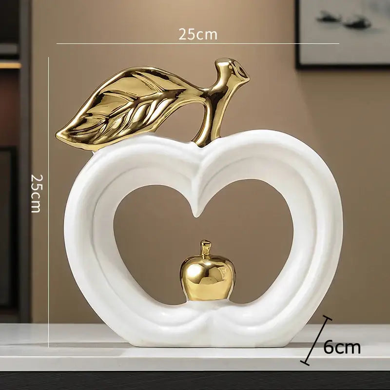 Minimalist white and gold apple sculpture bedroom desk decor