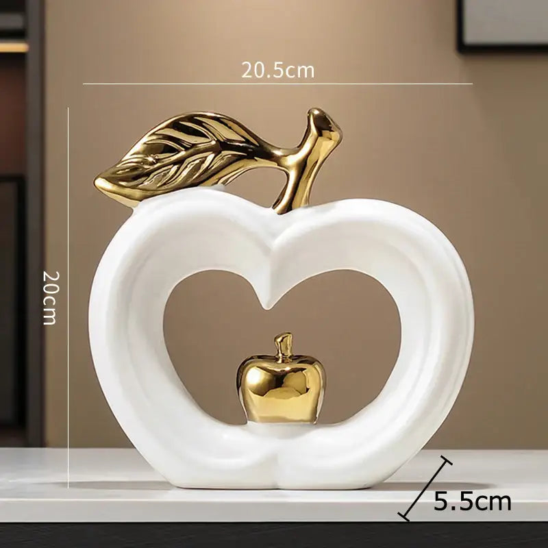 Minimalist white and gold apple sculpture bedroom desk decor