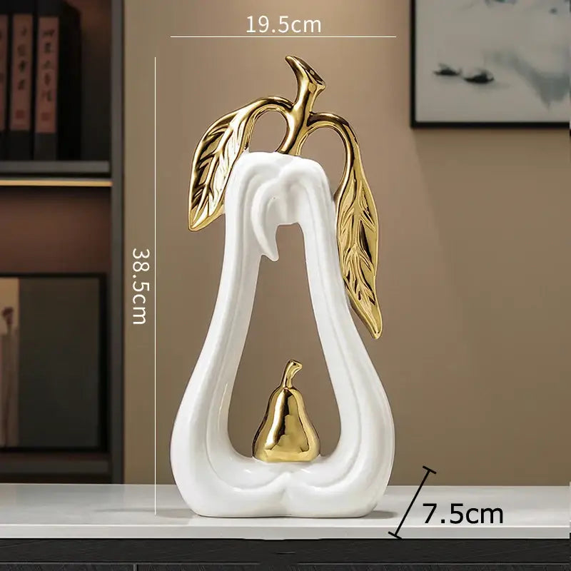Minimalist white and gold apple sculpture bedroom desk decor