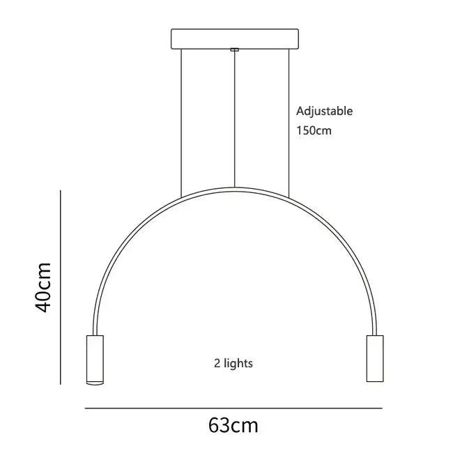 Modern black & gold arc pendant light chandelier – kitchen island